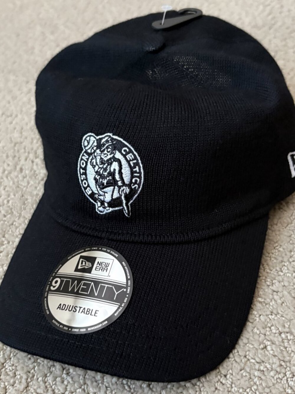 New Era Boston Celtics 9TWENTY Merino Wool Black Strapback Adjustable Hat NWT